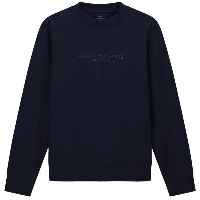 ARMANI EXCHANGE Rubberised Tonal Logo Navy Sweatshirt 