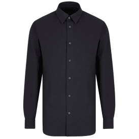 Seersucker Textured Long Sleeve Navy Shirt