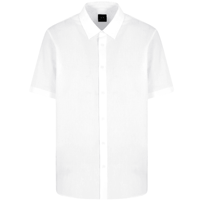 ARMANI EXCHANGE Seersucker Textured Short Sleeve White Shirt