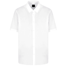 Seersucker Textured Short Sleeve White Shirt