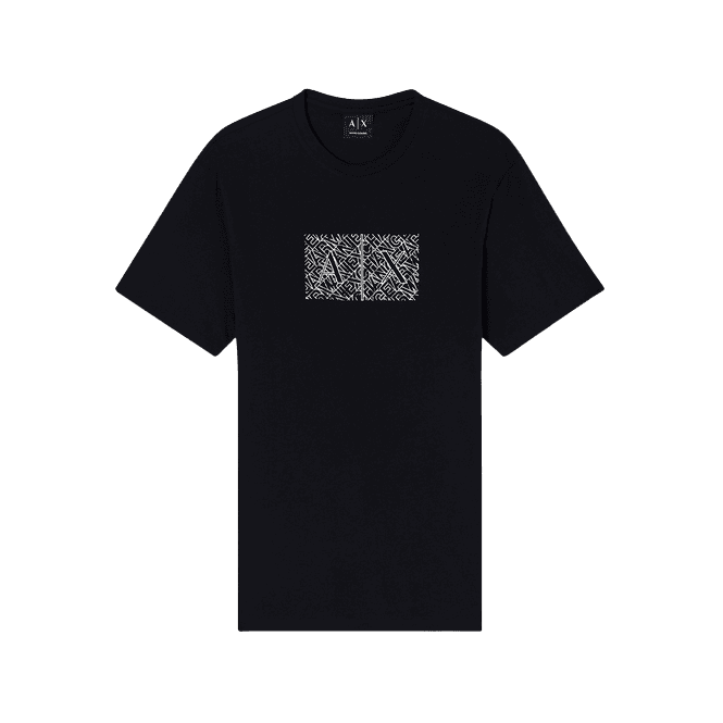 ARMANI EXCHANGE Slim Fit Outline Logo Black T-Shirt