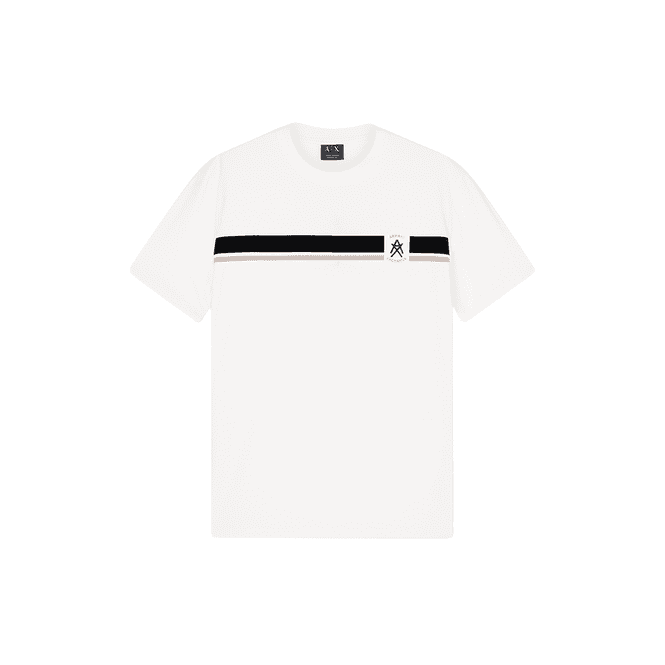 ARMANI EXCHANGE Slim Fit Stripe Logo White T-Shirt