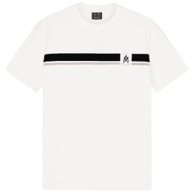 Slim Fit Stripe Logo White T-Shirt