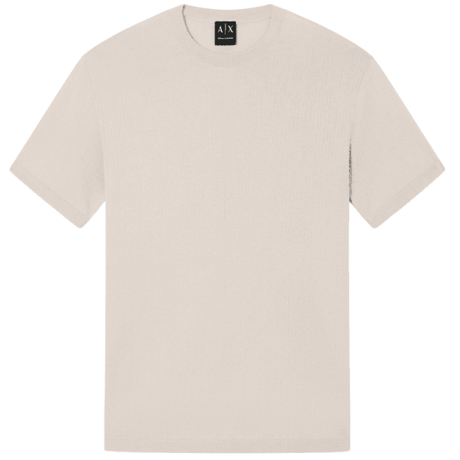 ARMANI EXCHANGE Slim Fit Textured Knitted Beige T-Shirt