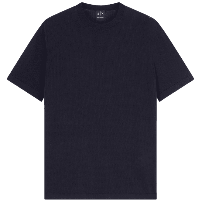 ARMANI EXCHANGE Slim Fit Textured Knitted Navy T-Shirt