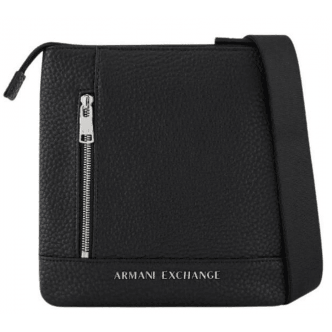 ARMANI EXCHANGE Tumbled Leather Black Pouch Bag