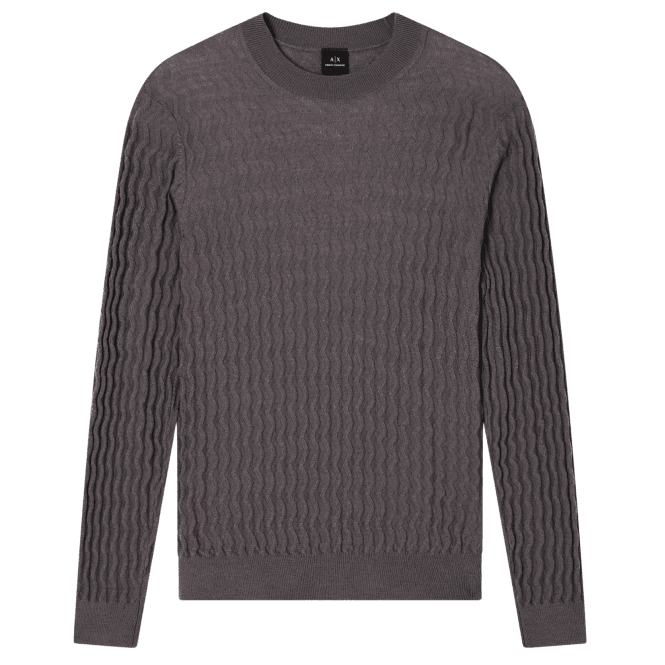 ARMANI EXCHANGE Wave Texture Grey/Brown Knitwear Sweater