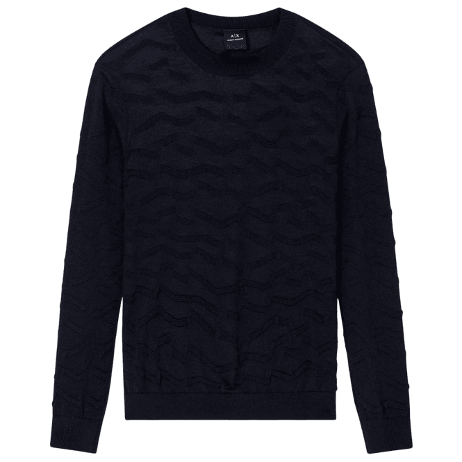 ARMANI EXCHANGE Wave Texture Navy Knitwear Sweater
