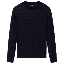 Wave Texture Navy Knitwear Sweater