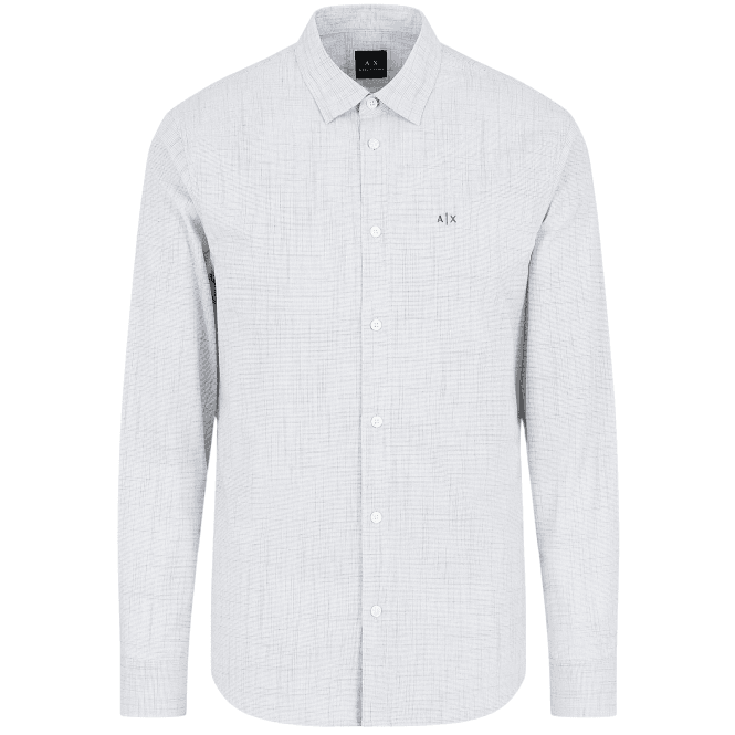 ARMANI EXCHANGE Woven Cotton Logo Grey Shirt