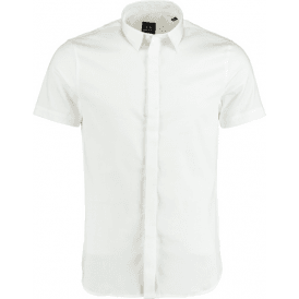 Woven White Button Up Short Sleeve Shirt