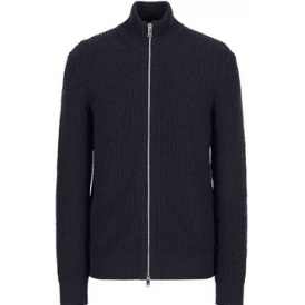 Zip Up Wool Blend Knit Cardigan