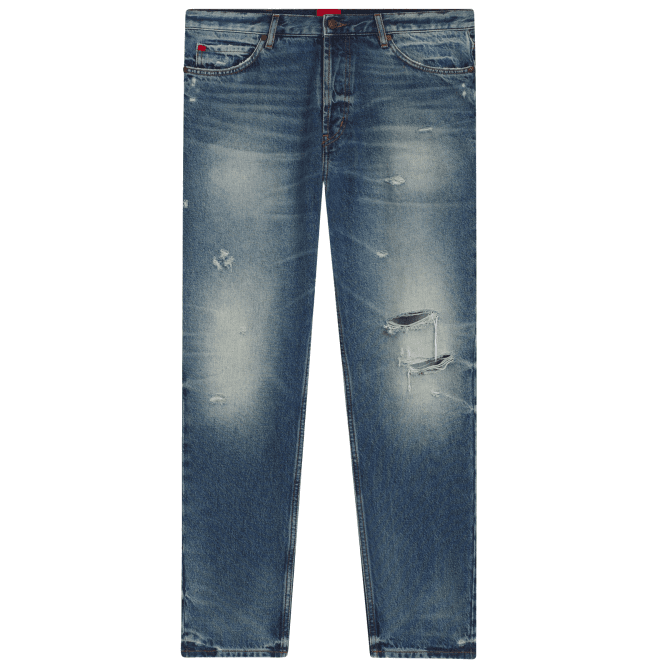 Boss HUGO 634 Tapered Fit Distressed Blue Jeans