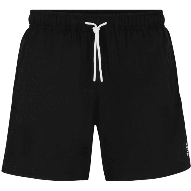 Boss Iconic Stripe Logo Black Swim Shorts