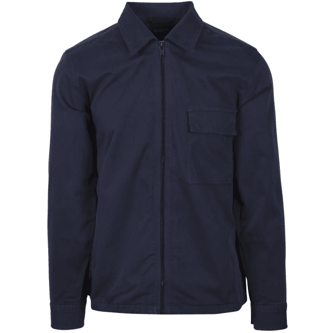 Boss Lorum Cotton Zip Up Deep Blue Overshirt