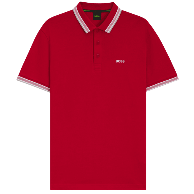 Boss Paddy Cotton Pique Red Polo Shirt
