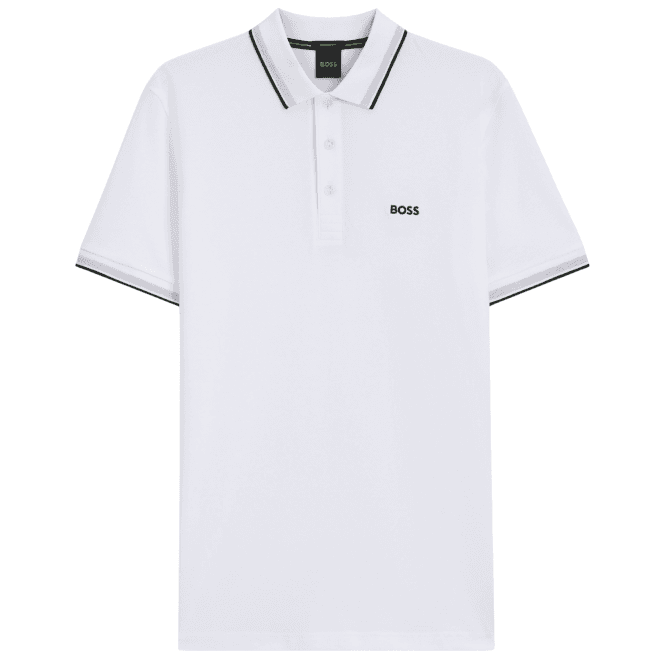 Boss Paddy Cotton Pique White Polo Shirt
