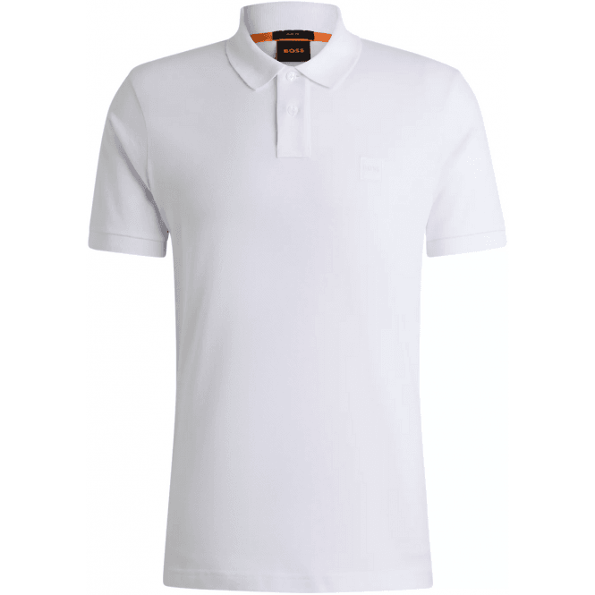 Boss Passenger Embroidered Logo White Polo Shirt