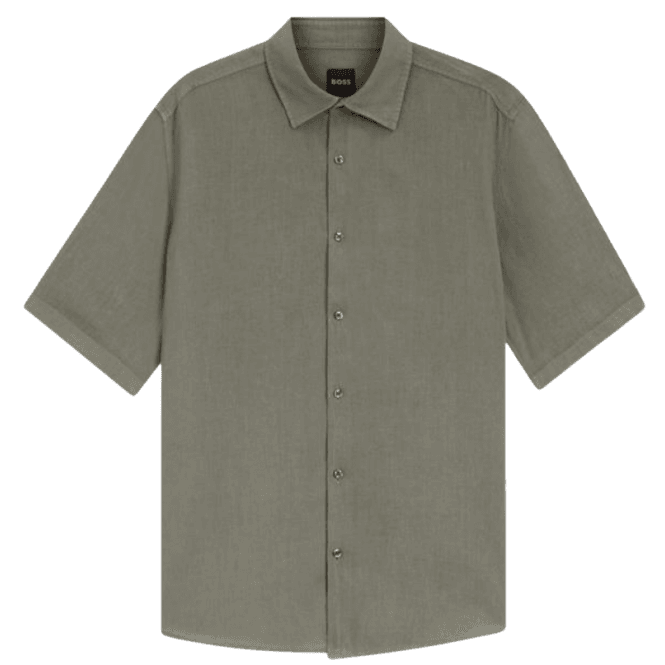 Boss Rash_2 Regular Fit Linen Grey/Green Shirt