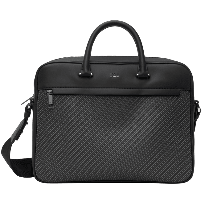 Boss Ray Monogram Synthetic Leather Briefcase