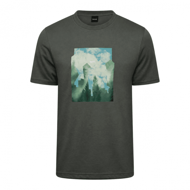 Boss Te_Cover City Logo Grey/Green T-Shirt