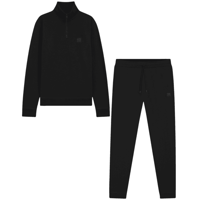 Boss Zetrust Quarter Zip Black Cotton Tracksuit