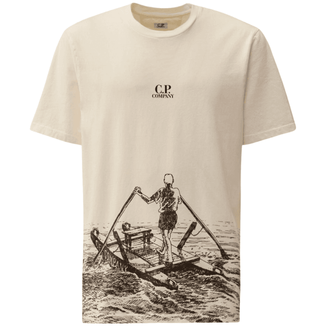 C.P. Company 24/1 Man in the Sea Graphic Gauze White T-Shirt