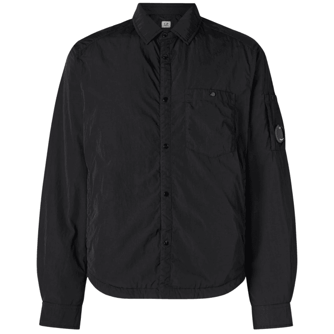 C.P. Company Chrome-R Lens Logo Padded Black Nylon Overshirt