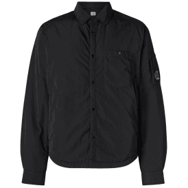 Chrome-R Lens Logo Padded Black Nylon Overshirt