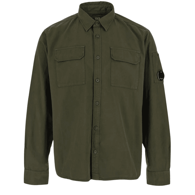 C.P. Company Cotton Lens Button Up Khaki Overshirt