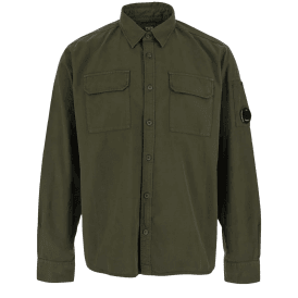 Cotton Lens Button Up Khaki Overshirt
