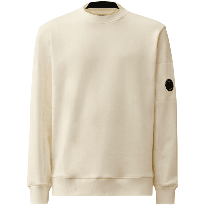 C.P. Company Cotton Lens Logo Crew Neck Beige Sweatshirt