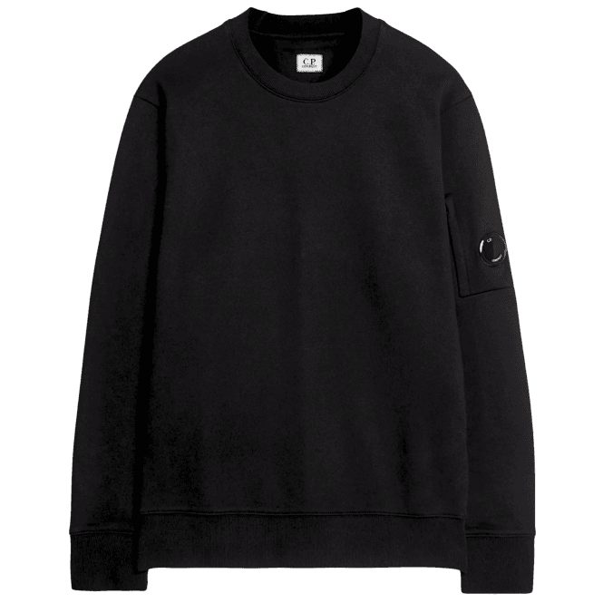 C.P. Company Cotton Lens Logo Crew Neck Black Sweatshirt