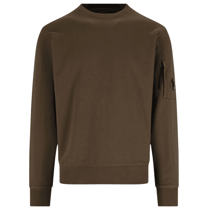 C.P. Company Cotton Lens Logo Crew Neck Khaki Sweatshirt
