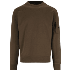 Cotton Lens Logo Crew Neck Khaki Sweatshirt