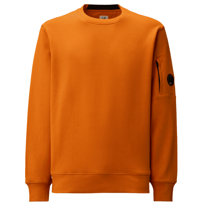 C.P. Company Cotton Lens Logo Crew Neck Orange Sweatshirt