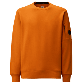 Cotton Lens Logo Crew Neck Orange Sweatshirt