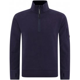 Cotton Lens Logo Quarter Zip Navy Sweatshirt 