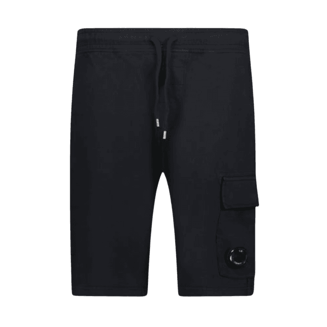 C.P. Company Light Fleece Lens Pocket Black Cargo Shorts