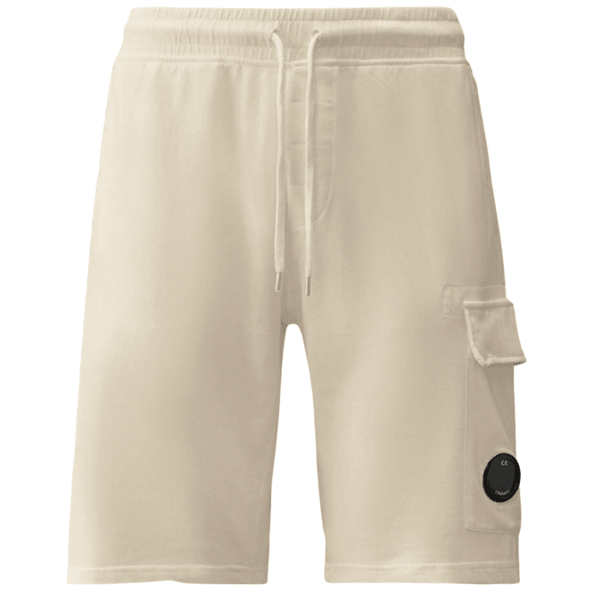 C.P. Company Light Fleece Lens Pocket Gauze White Cargo Shorts