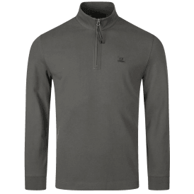 Long Sleeve Pique Quarter Zip Grey Polo