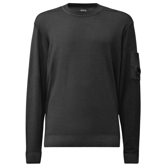 C.P. Company Merino Wool Lens Logo Gunmetal Grey Knitwear Sweater