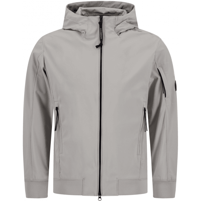 C.P. Company Soft Shell Lens Logo Hooded Grey Jacket
