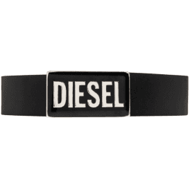 B-GLOSSY Plaque Leather Black Belt 