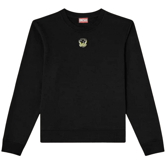 Diesel S-Ginn Embroidered Logo Black Sweatshirt