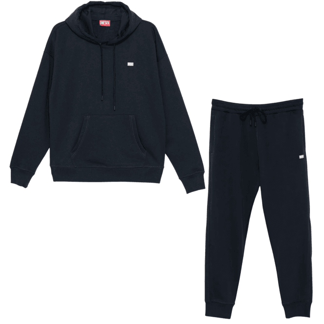 Diesel S-Rob Overhead Rubber Logo Hooded Navy Tracksuit