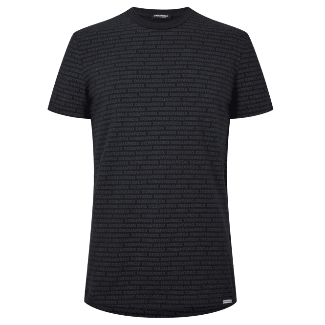 DSQUARED2 All Over Logo Black T-Shirt