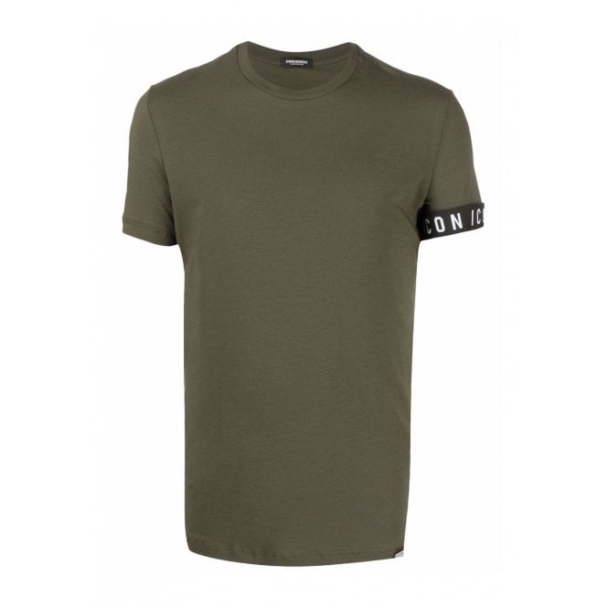 DSQUARED2 Icon Tape Logo Basic Khaki T-Shirt