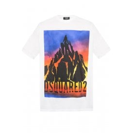 Printed Logo Oversized White T-Shirt