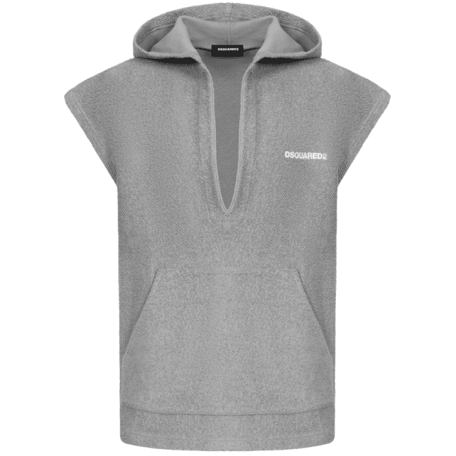 DSQUARED2 Sleeveless Fleece Grey Towel Hoodie